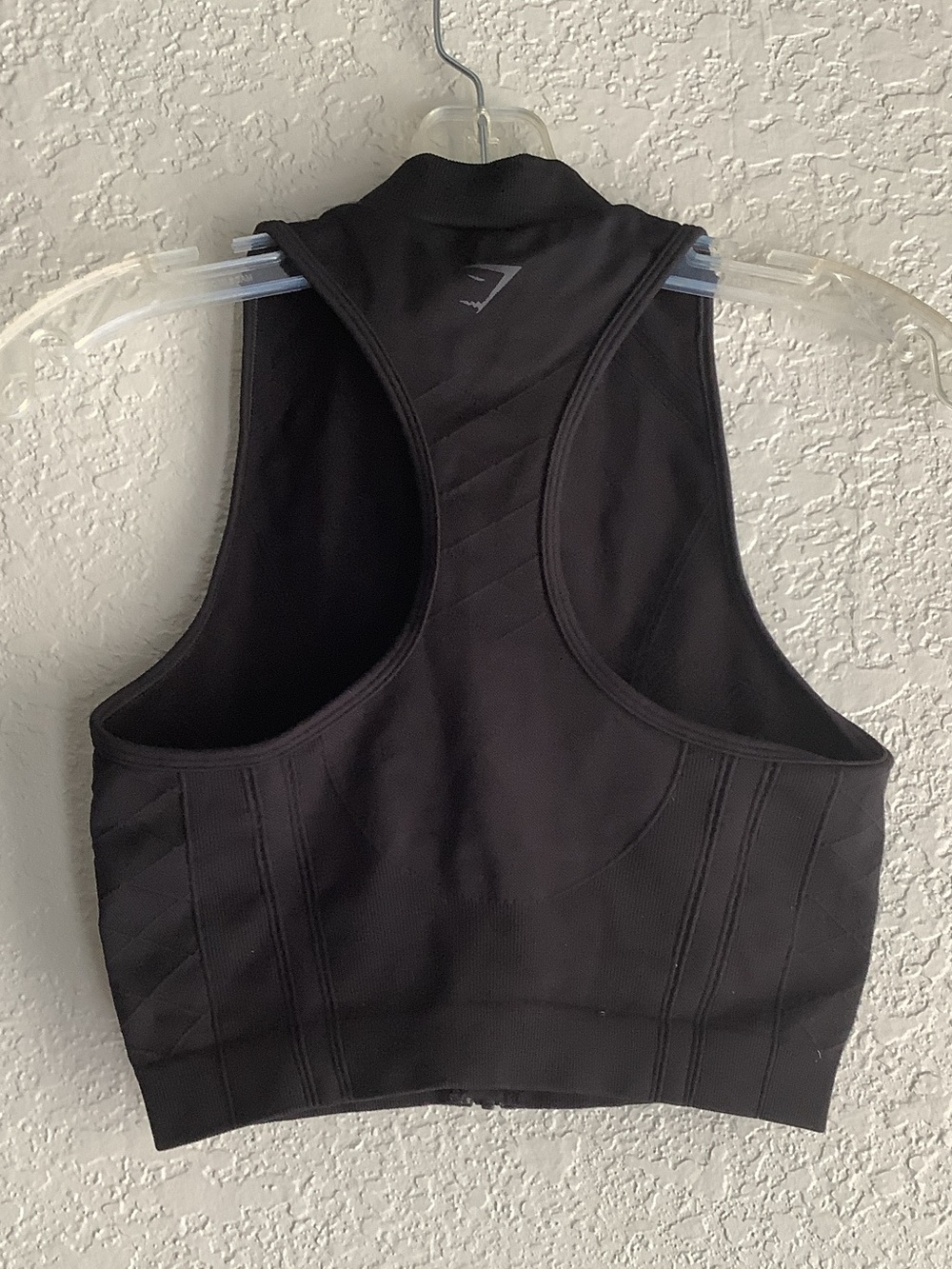 Gymshark Black Zip-Front High-Neck Sports Crop - Picture 2 of 5